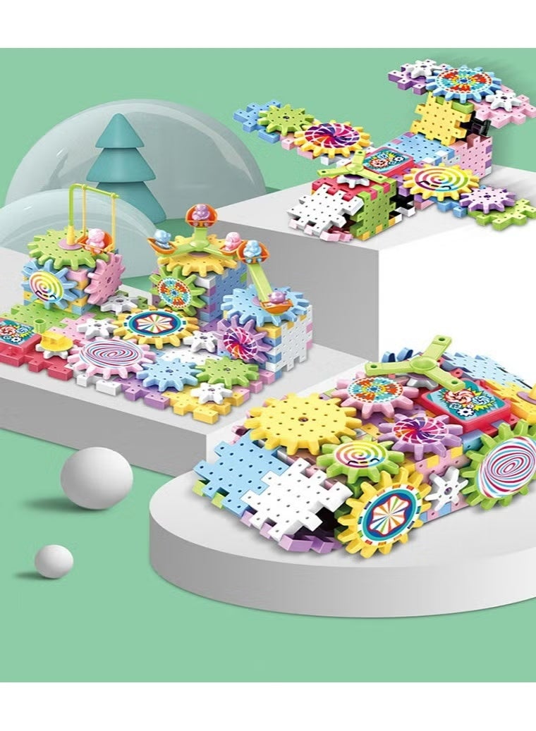 kuromi Electric Building Block Gear Toy for 3 4 5 6+Years Old Boys & Girls,DIY Plastic Brick Toys,Fun Learning Blocks,Interlocking Learning Blocks,83 Pieces (Kuromi Shape) - Image 2